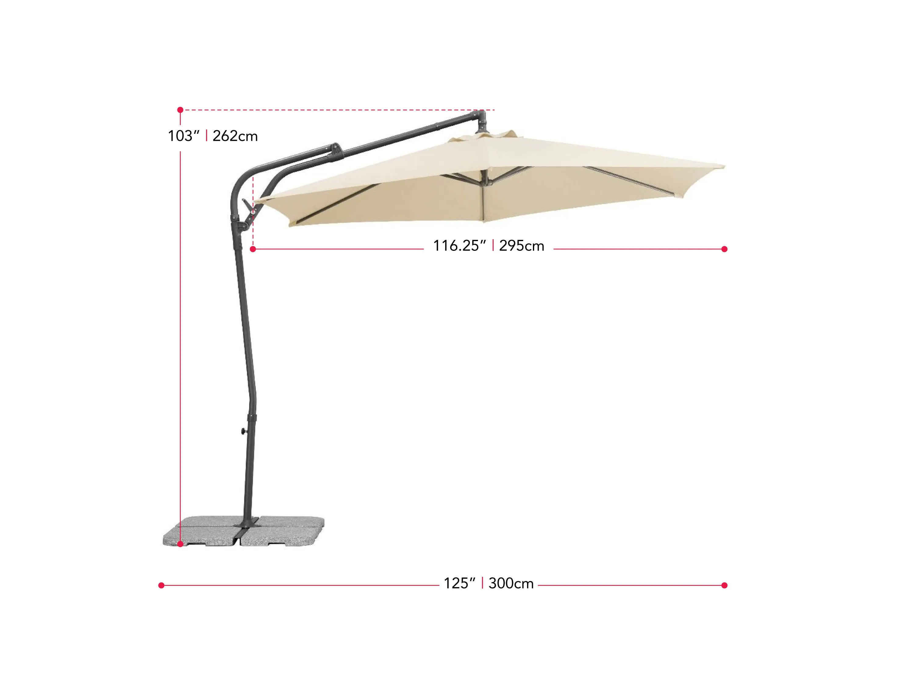 10ft Black Cantilever Umbrella