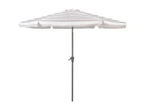 10ft Round Taupe and White Striped Patio Umbrella