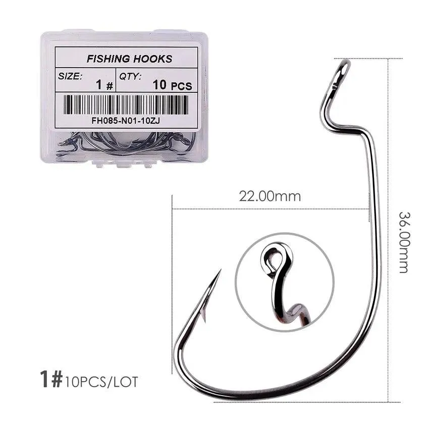 10pcs/ Box Fishing hook Offset Crank Hook