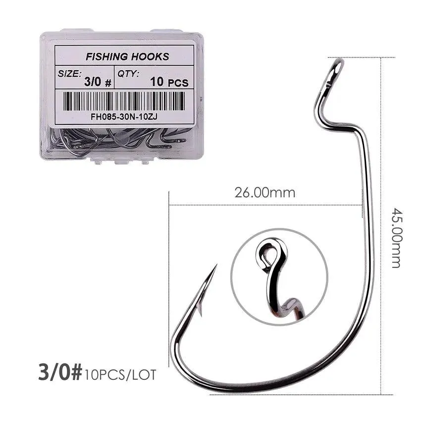 10pcs/ Box Fishing hook Offset Crank Hook