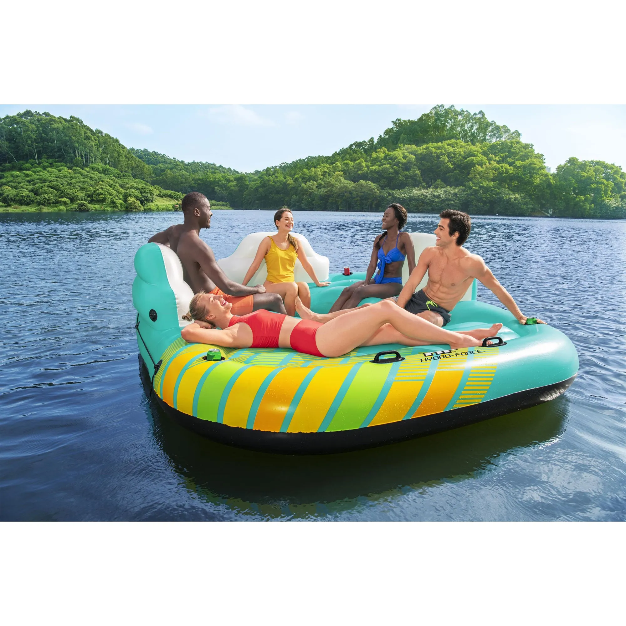 Bestway Hydro-Force Sunny Lounger 5 Person Inflatable Island Floating Water Raft