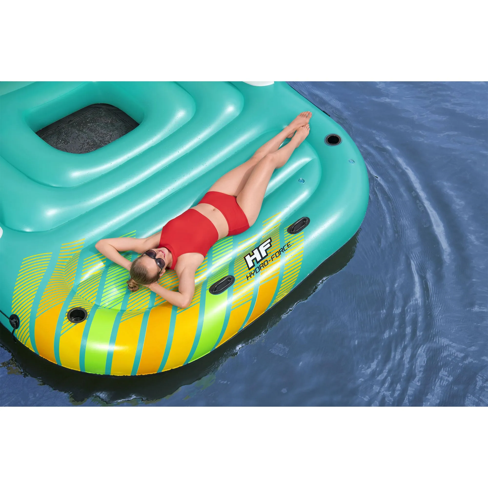 Bestway Hydro-Force Sunny Lounger 5 Person Inflatable Island Floating Water Raft