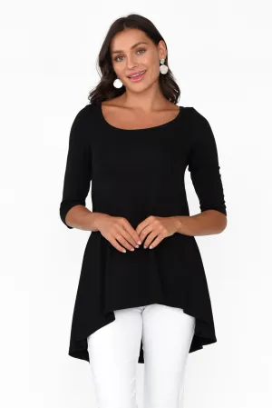 Black Bamboo Hi Lo Hem Top