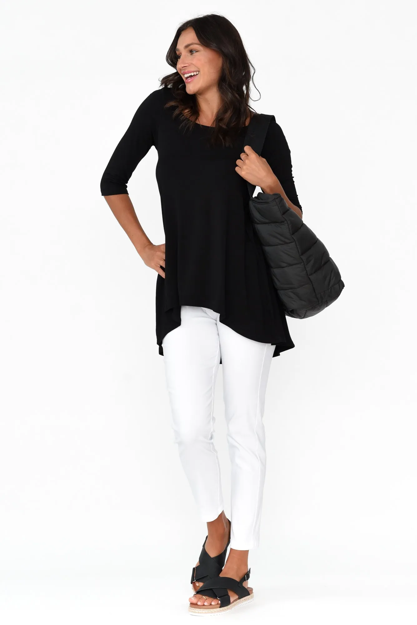 Black Bamboo Hi Lo Hem Top