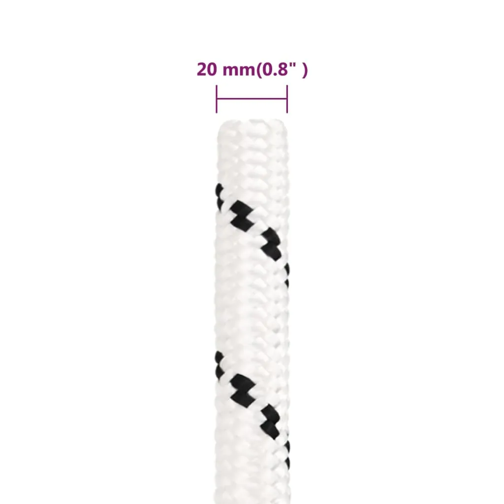 Braided Boat Rope White 20 mmx50 m Polyester