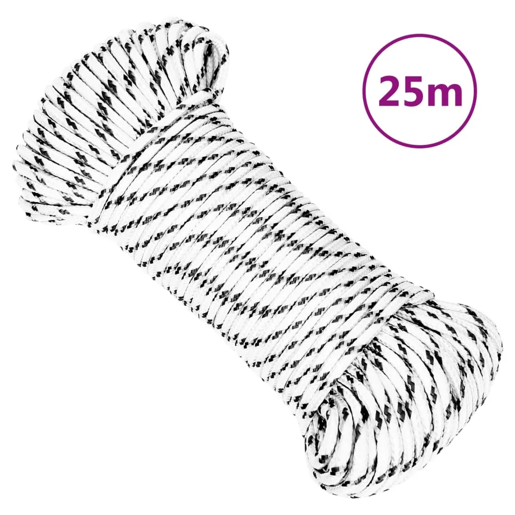 Braided Boat Rope White 4 mmx25 m Polyester