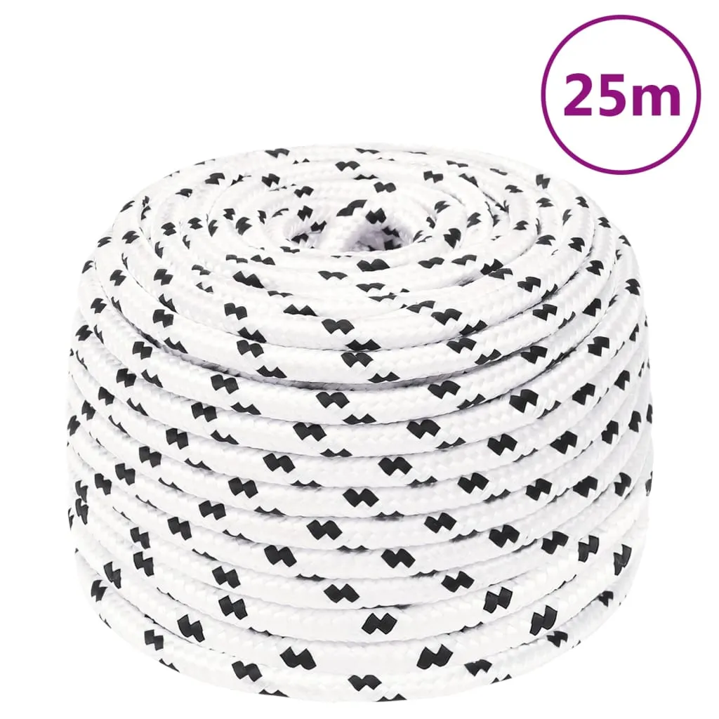 Braided Boat Rope White 6 mmx25 m Polyester