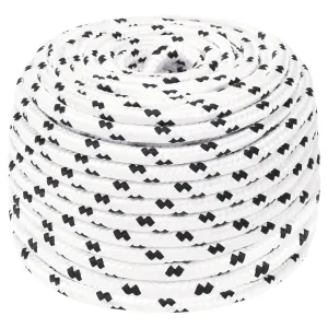 Braided Boat Rope White 6 mmx25 m Polyester