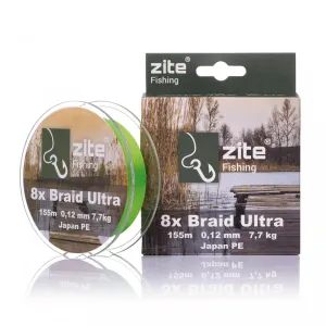 Braided line 8x Japan PE braided Zander 155m 0.12mm Zite Fishing, neon green