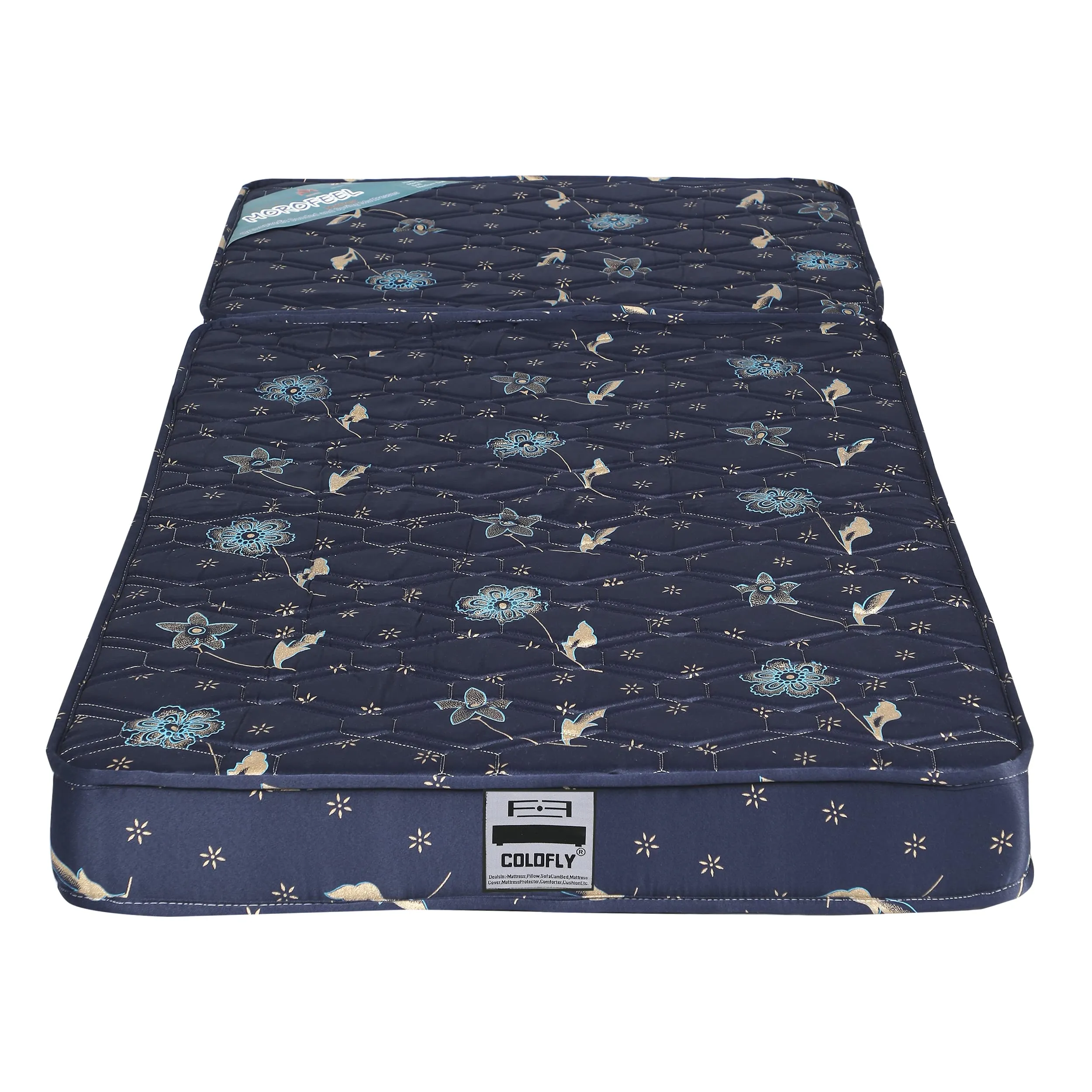 COLOFLY 4 inch Soft Bounce Single High Density PU Foam Foldable Mattress Navy Blue (72x35x4 inch, 3 Fold)