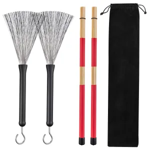 Drum Sticks Set Drum Wire Brushes Rods Drum Brushes(Only available in Germany)