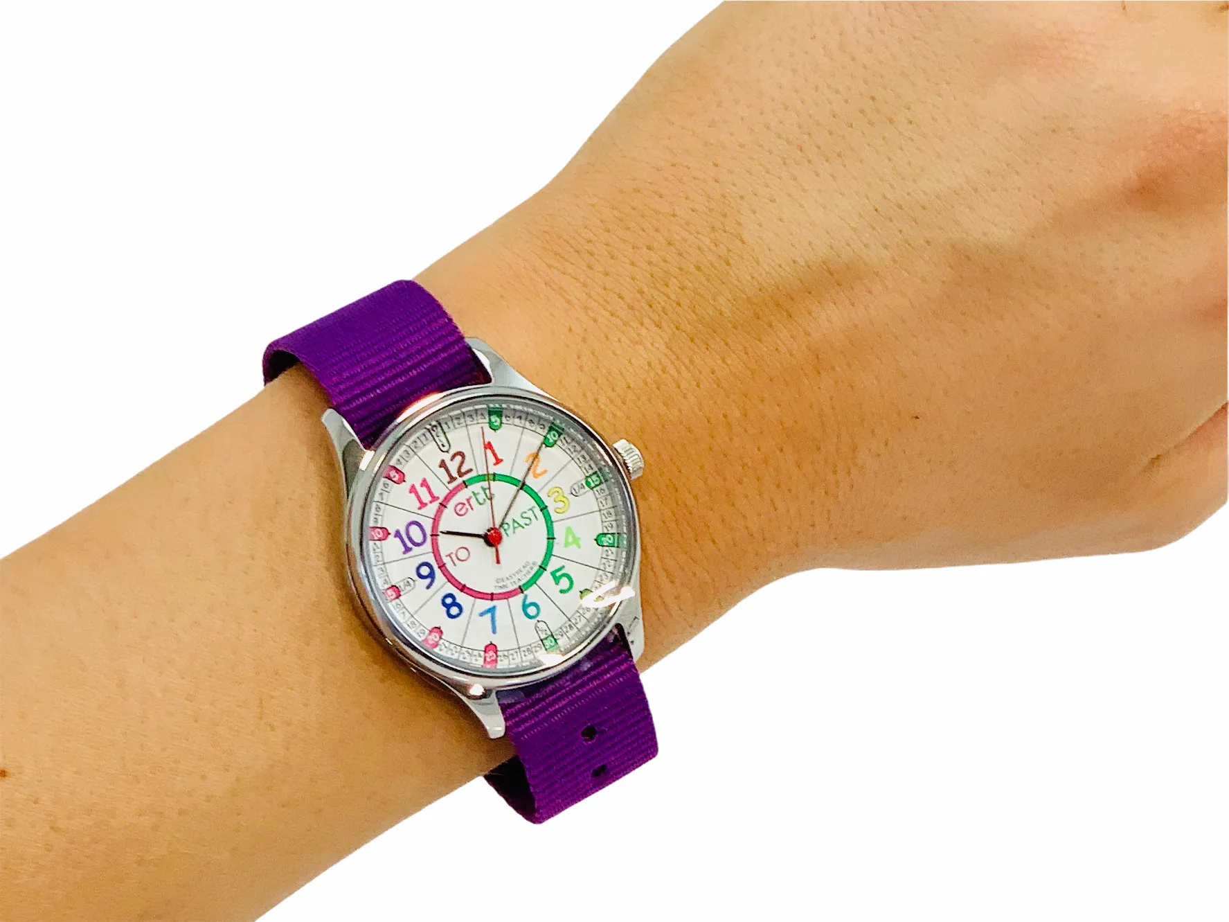 EasyRead Waterproof Watch - Rainbow Face Purple Band