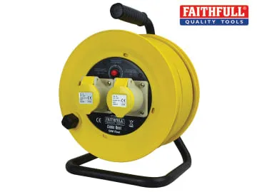 Faithfull Cable Reel 110V Open Frame 50M 16A