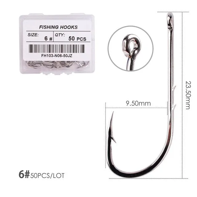 Fishhook 50pcs/ Box Long Shank Fishing Hook 1#-10# Fish Hooks High Carbon Steel Sharp Barbed Offset Narrow Bait Hook Fishhook