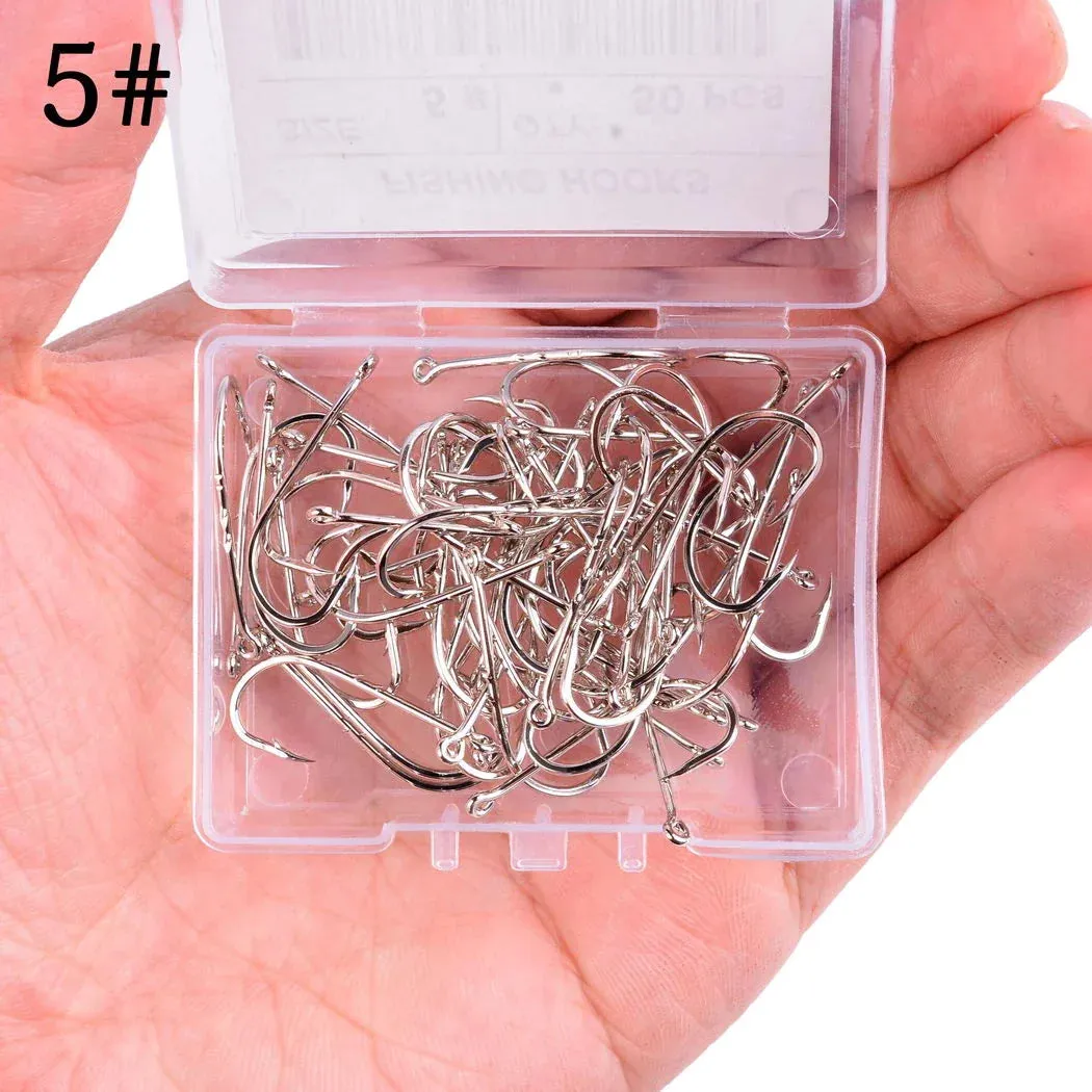 Fishhook 50pcs/ Box Long Shank Fishing Hook 1#-10# Fish Hooks High Carbon Steel Sharp Barbed Offset Narrow Bait Hook Fishhook