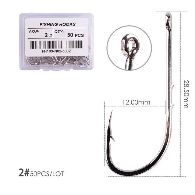 Fishhook 50pcs/ Box Long Shank Fishing Hook 1#-10# Fish Hooks High Carbon Steel Sharp Barbed Offset Narrow Bait Hook Fishhook