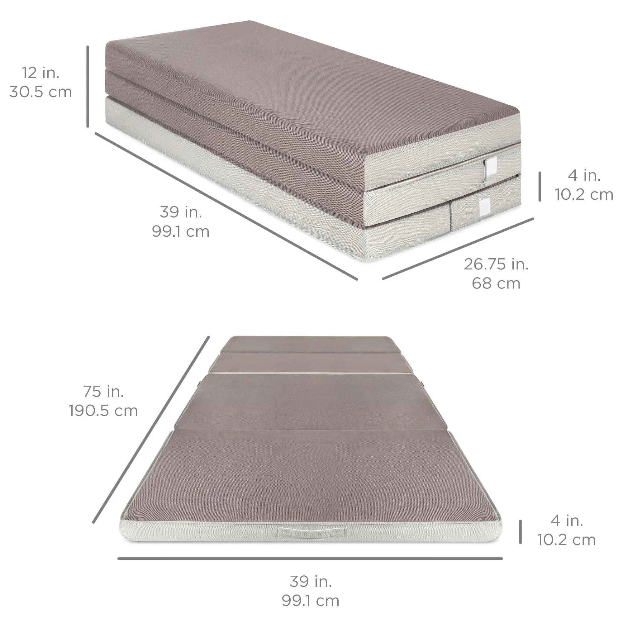 Folding Portable Mattress Topper w/ High-Density Foam