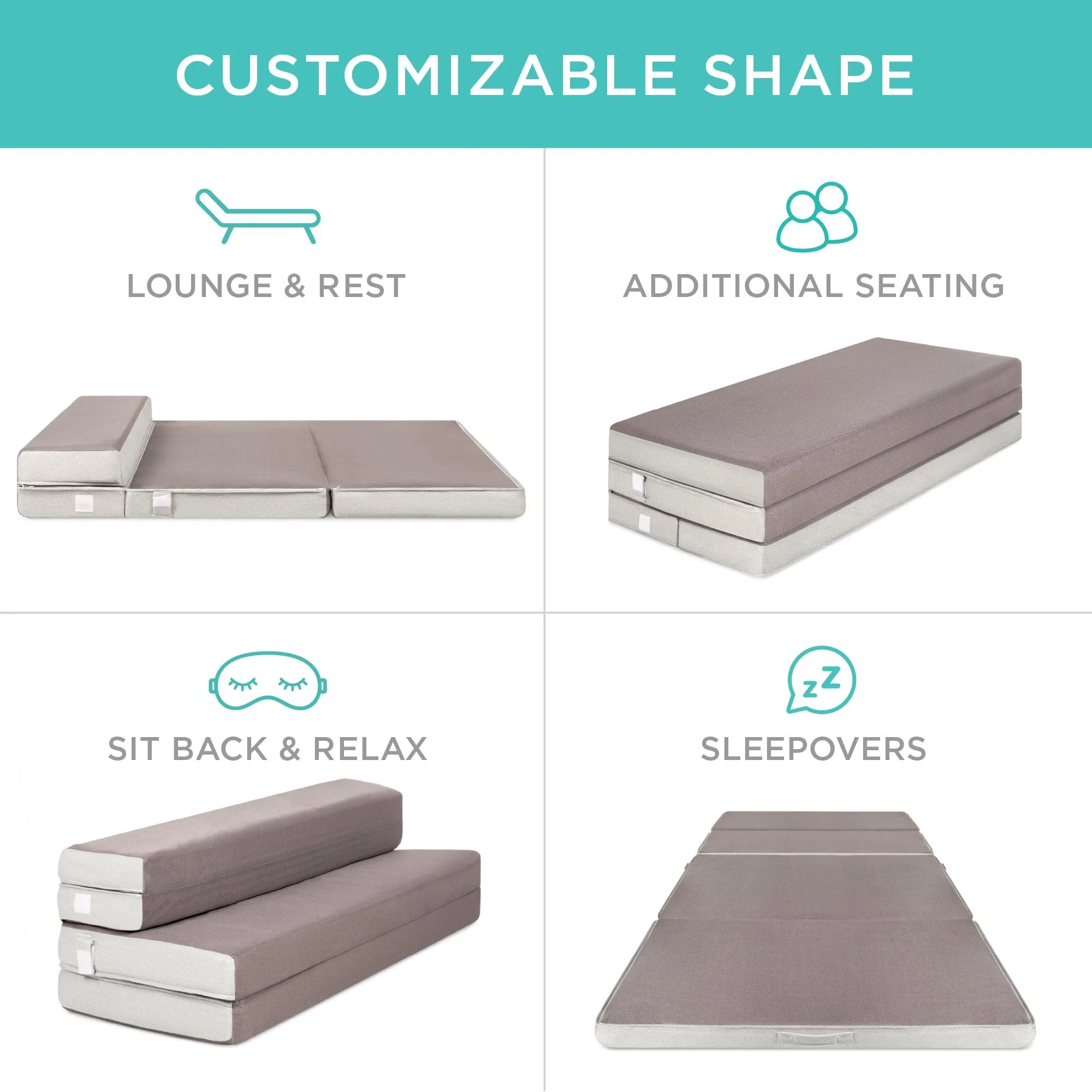 Folding Portable Mattress Topper w/ High-Density Foam