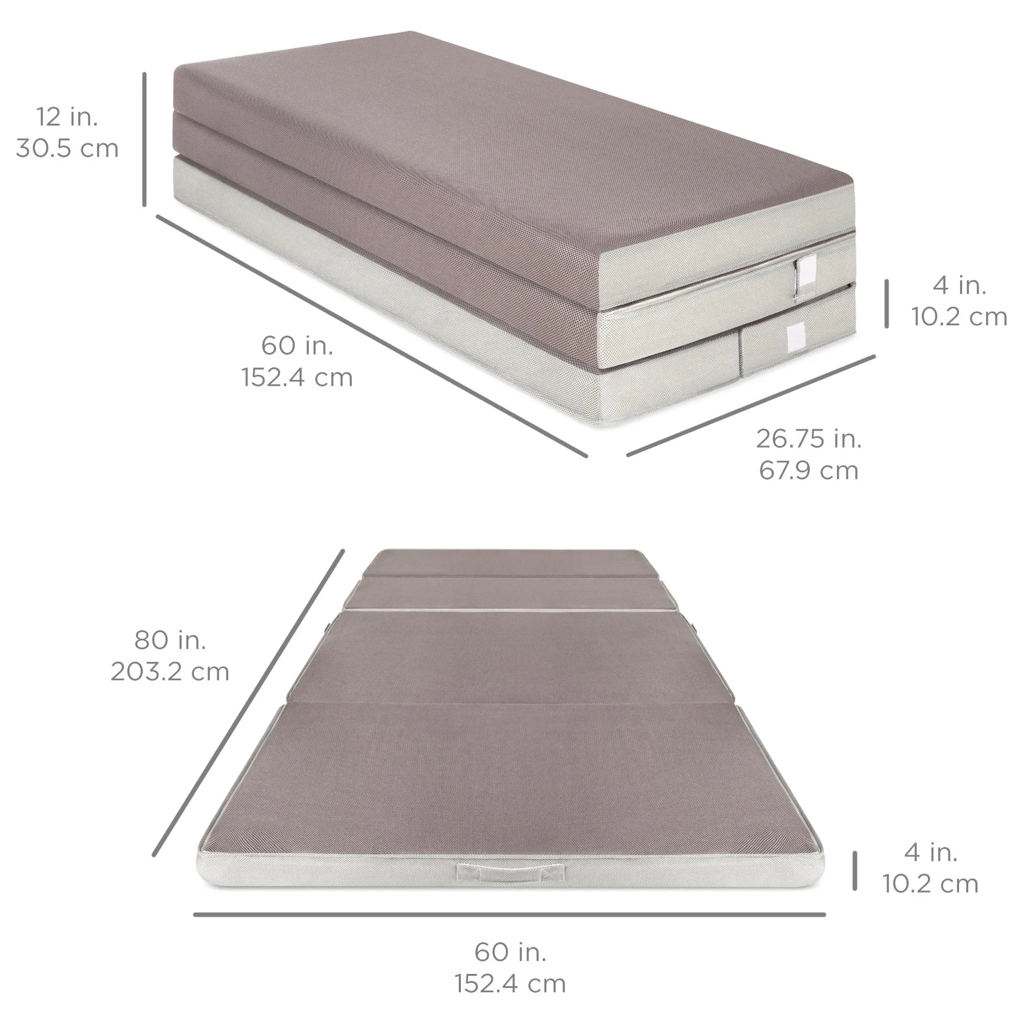 Folding Portable Mattress Topper w/ High-Density Foam