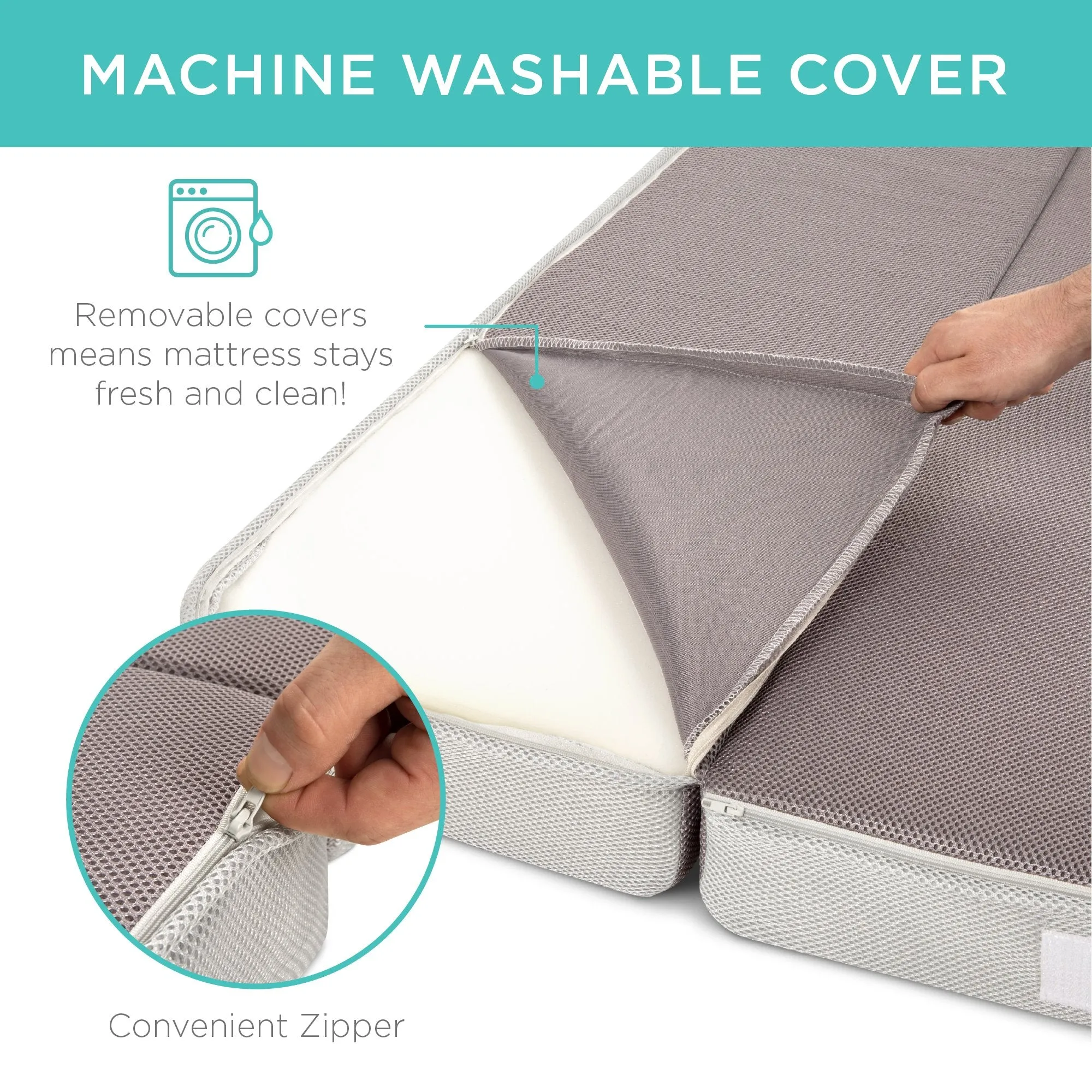 Folding Portable Mattress Topper w/ High-Density Foam