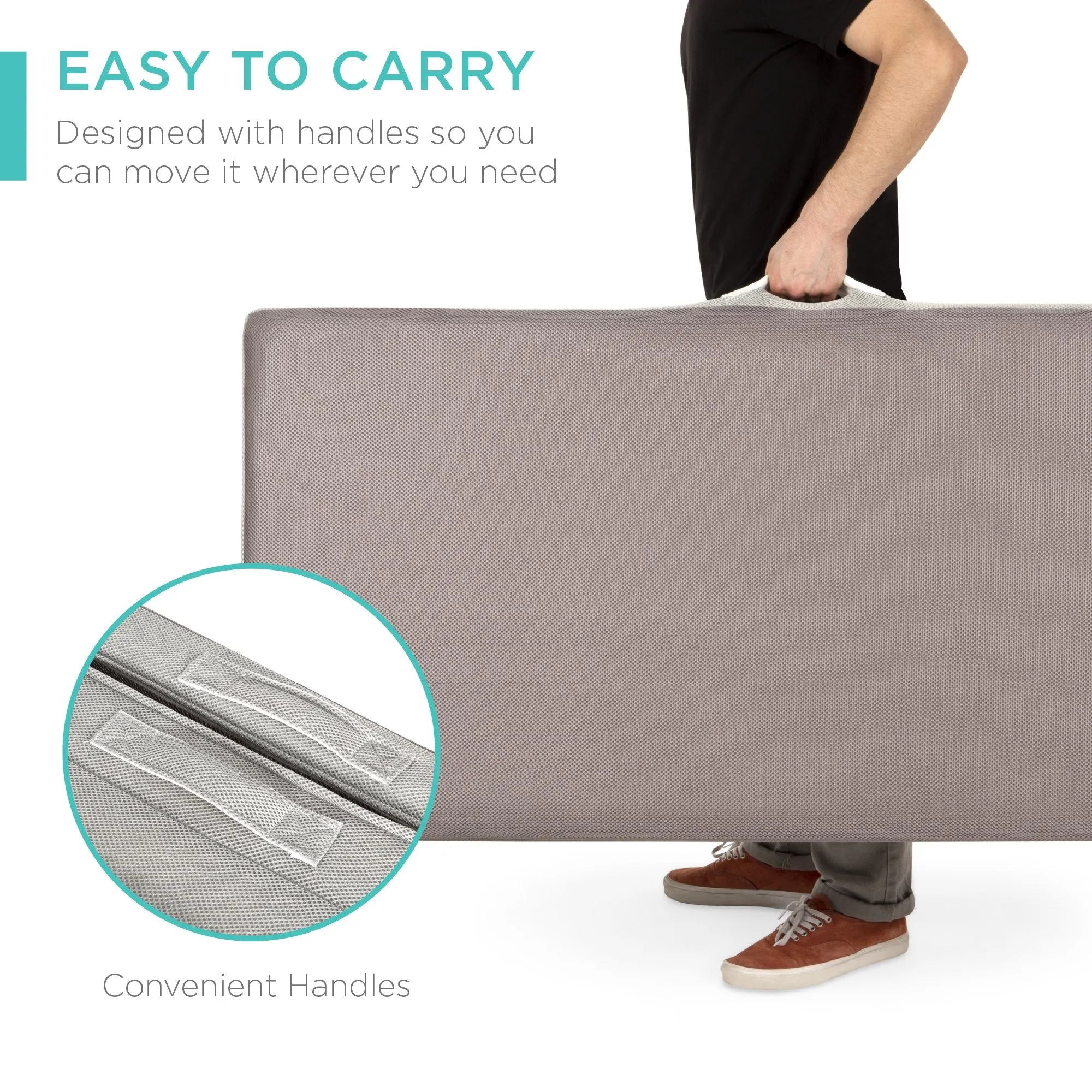 Folding Portable Mattress Topper w/ High-Density Foam