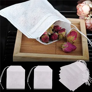 HASTHIP® 100 Pcs Disposable Tea Filter Bags, New Non-Woven Fabrics Empty Tea Bag with String Heal Filter Paper for Tea Leaf