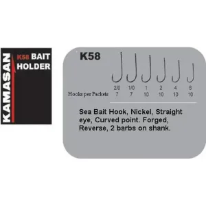 Kamasan K58 Bait Holder Fishing Hooks - Size 1 10pcs