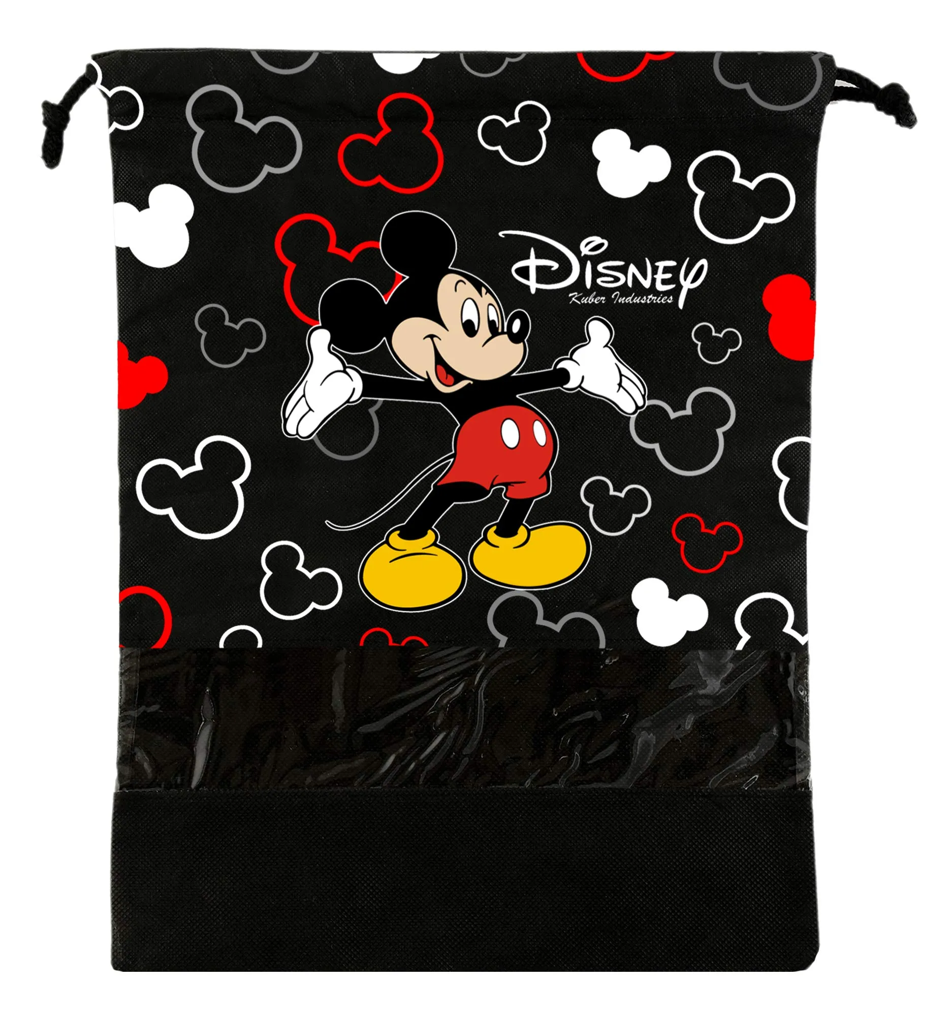 Kuber Industries Portable Travel Shoe Bags Dust-Proof Shoe Organizer Space Saving Storage Bags, Disney Mickey Print (Set of 9,Black) -HS_35_LUGGAGE17974