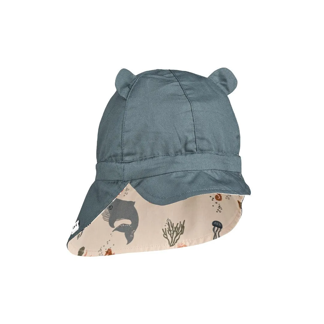 Liewood Gorm Reversible Sun Hat With Ears - Sea Creature - Sandy