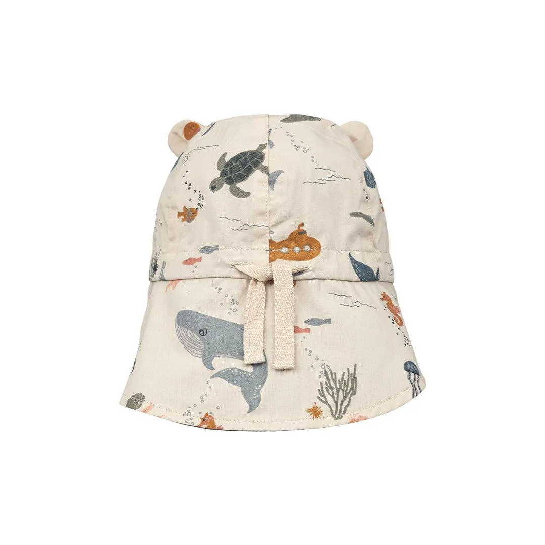 Liewood Gorm Reversible Sun Hat With Ears - Sea Creature - Sandy