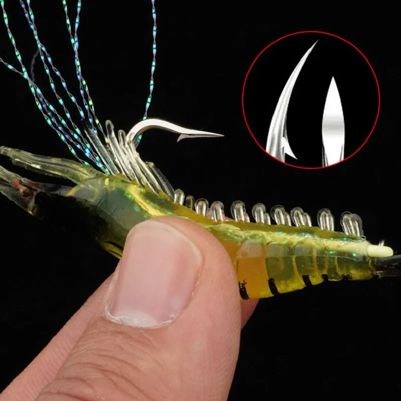 Luminous Shrimp Soft Fishing Lure with Sharp Hook for Success