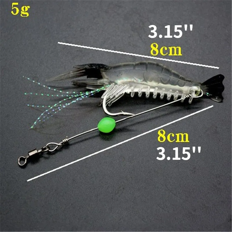 Luminous Shrimp Soft Fishing Lure with Sharp Hook for Success