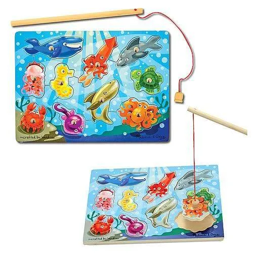 Melissa & Doug - Magnetic Wooden Fishing Game and Puzzle