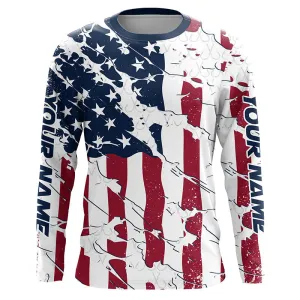 Personalized American Flag Rift 3D Long Sleeve Fishing Shirts, Patriotic Fishing Apparel