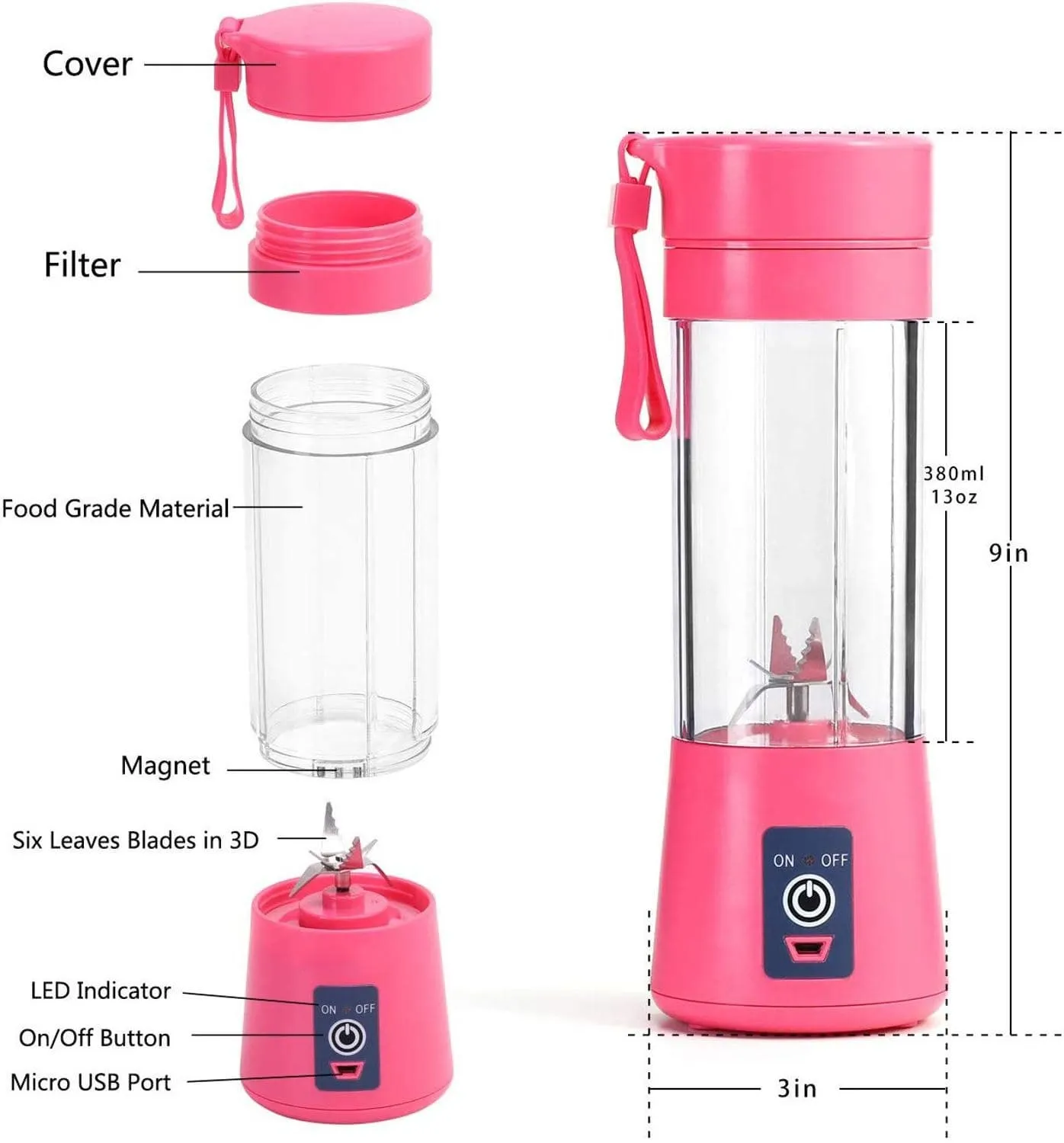 PORTABLE AND RECHARGEABLE BATTERY JUICER BLENDER | HKS STORE