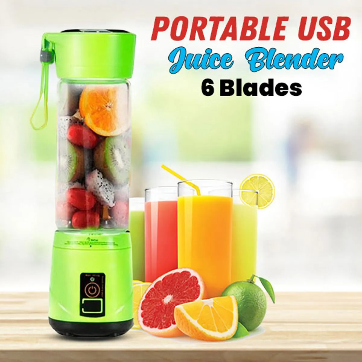 PORTABLE AND RECHARGEABLE BATTERY JUICER BLENDER | HKS STORE