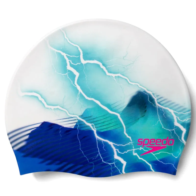 Speedo - Adult Digital Printed Cap - White/Blue