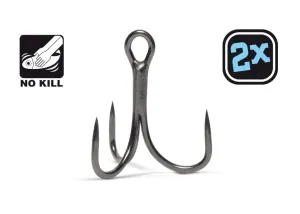 VMC - 7554B BN 2X-Strong Inline Treble Hooks (Barbless)