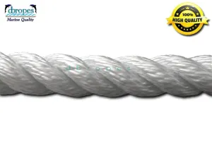 White 3-Strand Nylon Line, 3/4'' Diameter, 13800 lb. Breaking Strength, Max. Length 100'  Made in USA (price per ft)