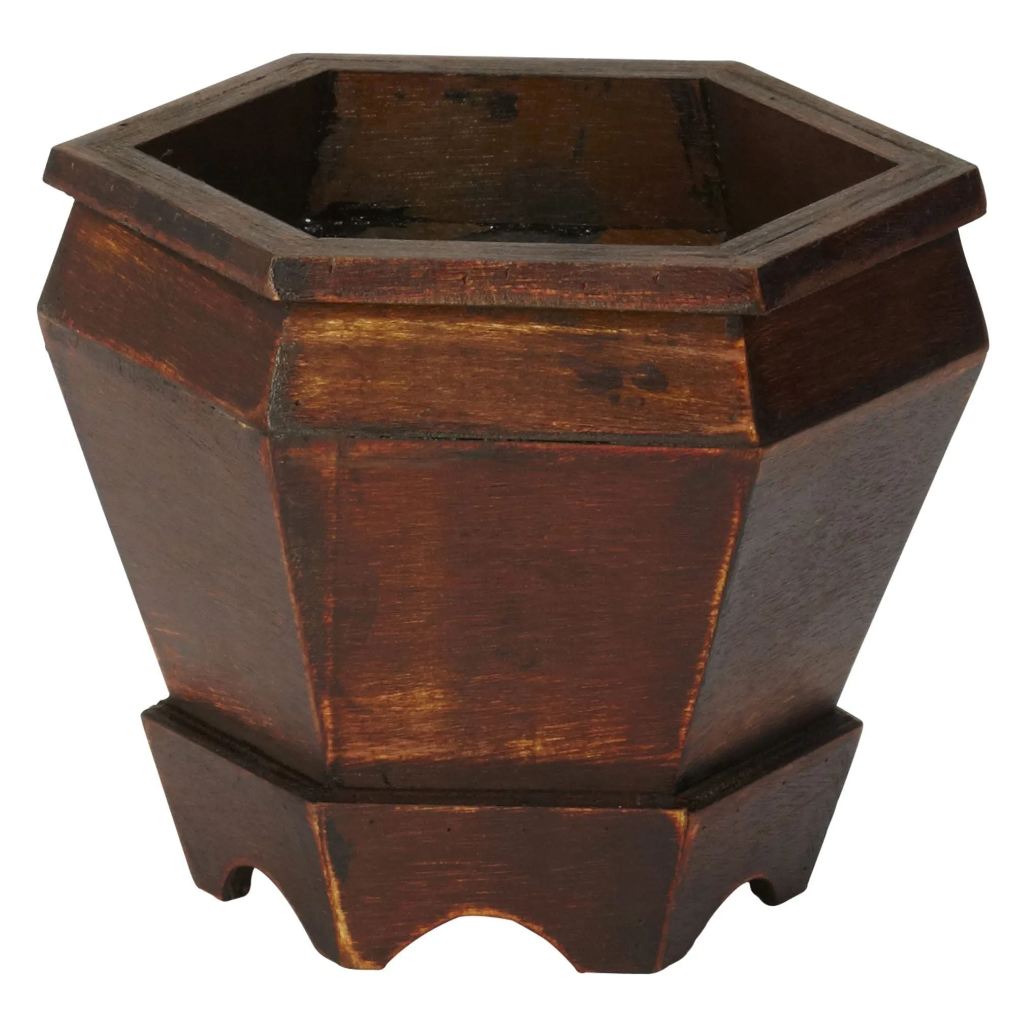 Wooden Hexagon Decorative Planter (Set of 3)